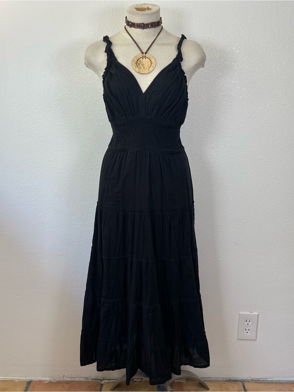 Women’s Navy Blue Maxi Dress with Smocked Waist